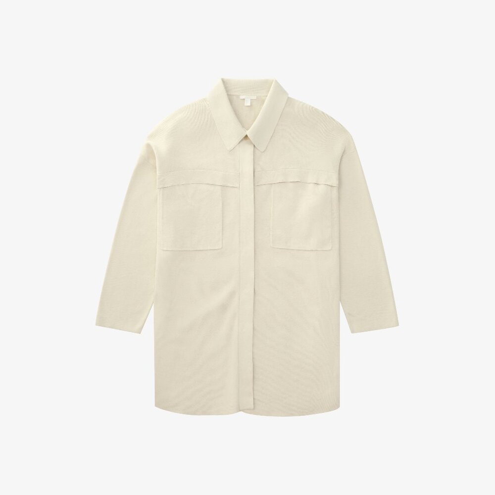 COS Oversized Long Shirt Jacket (Shacket) - Minimalist Ivory / Cream ✨
